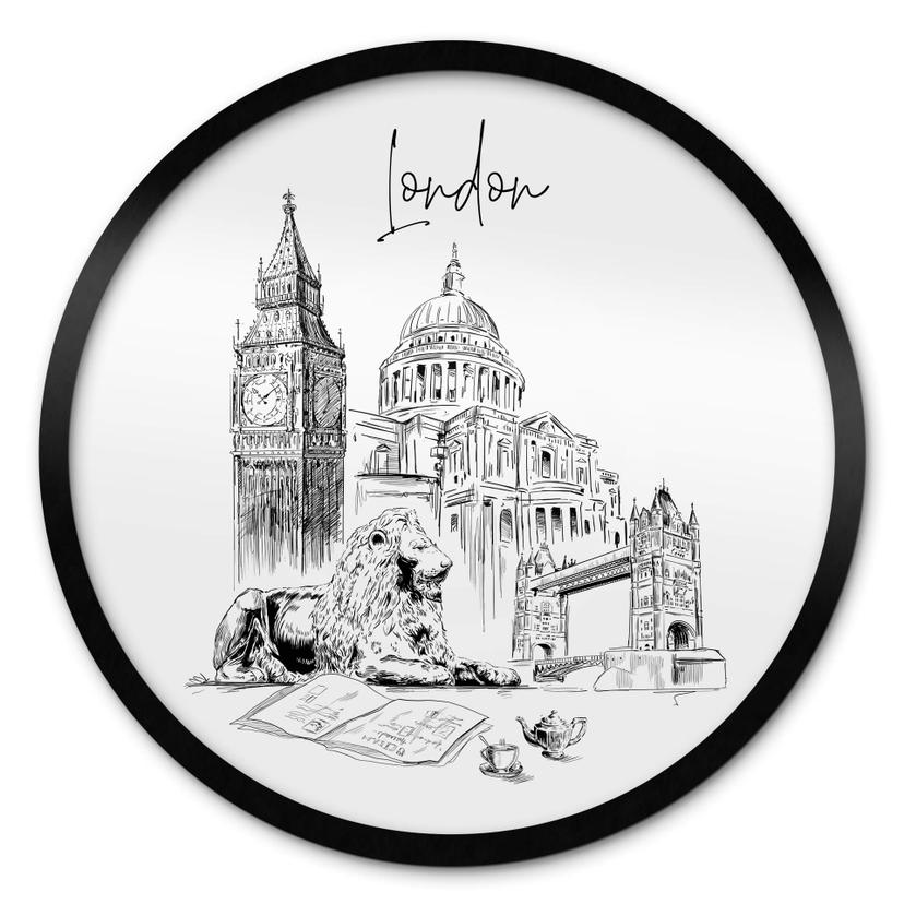 Poster Love your City - London - Schwarz-Weiß - Rund