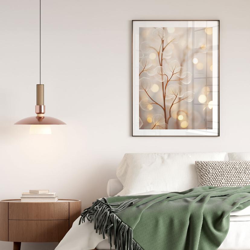 Poster Foglie di Filigrana Beige - Treechild