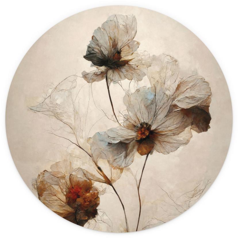 Fotomurale floreale | fiori secchi - eleganza della transitorietà - Treechild - Rotondo - carta da p