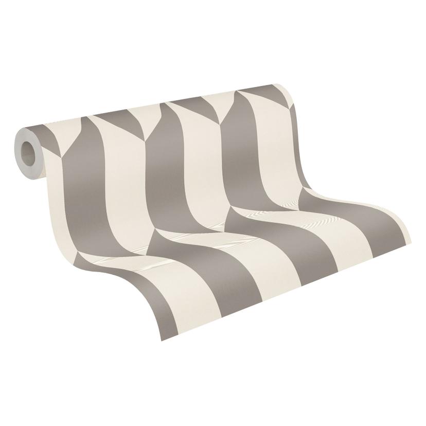 Carta da parati 3D COSMOPOLITAN grigio con effetto metallizzato - Carta da parati in tessuto non tes