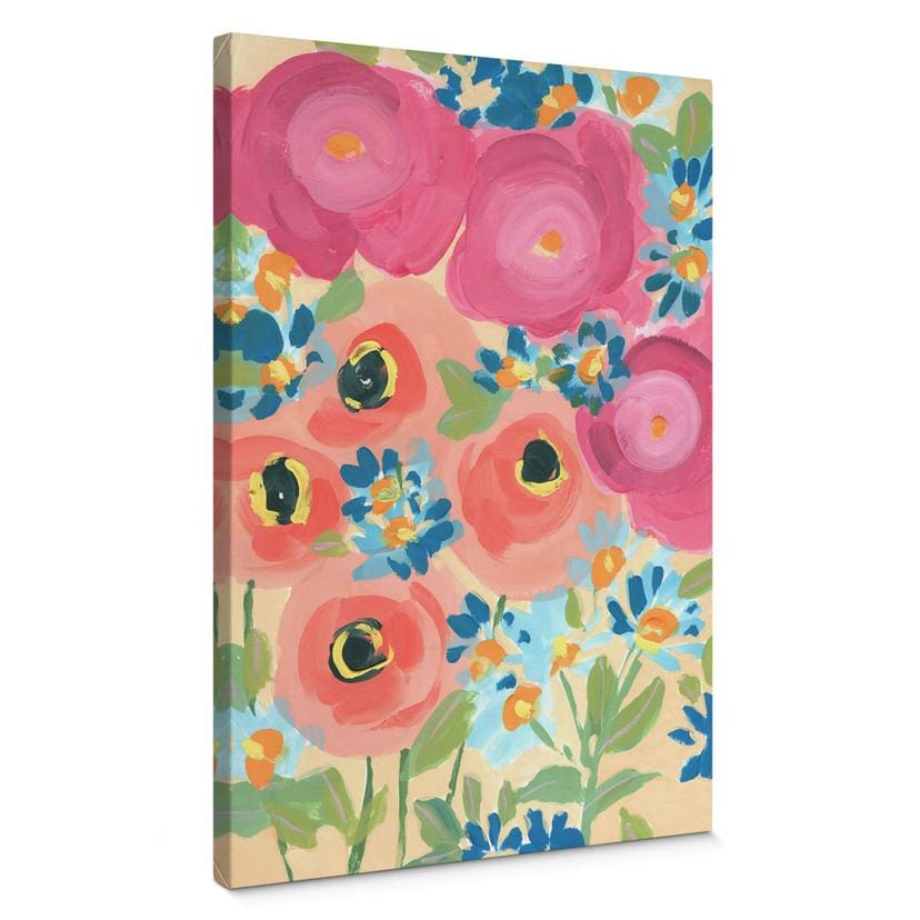 Tableau sur toile Zwara - Roses illustrées et anémones de corail