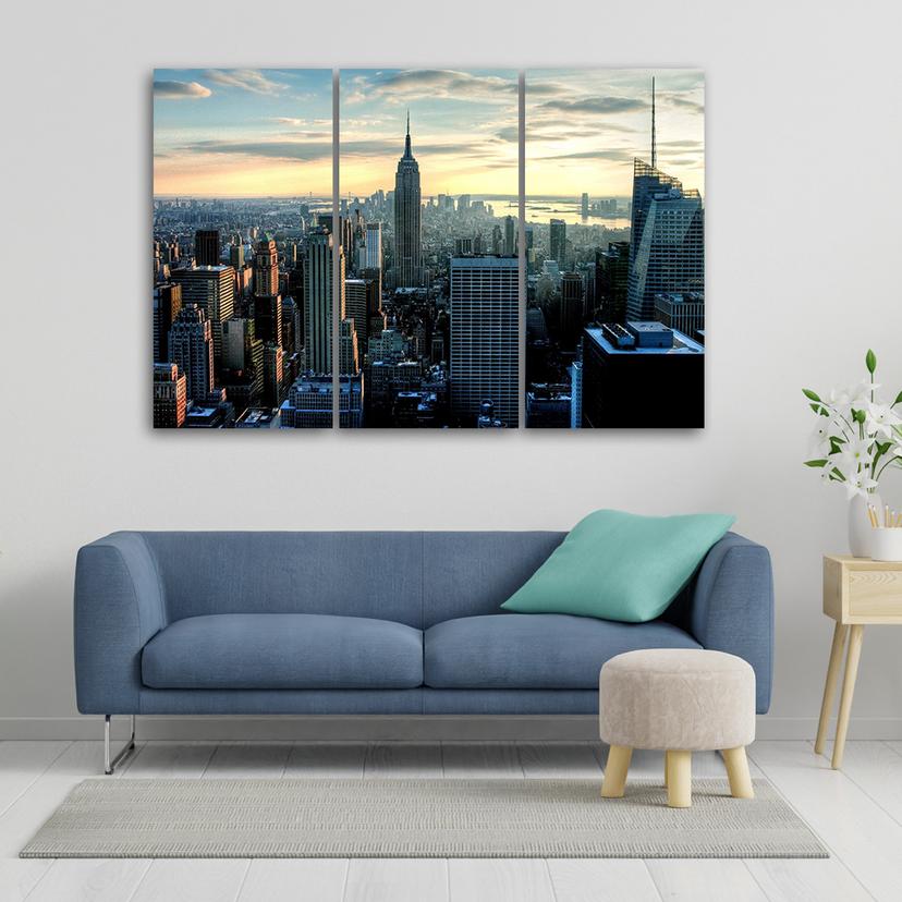 Stampa su tela 3 pezzi, architettura di New York City