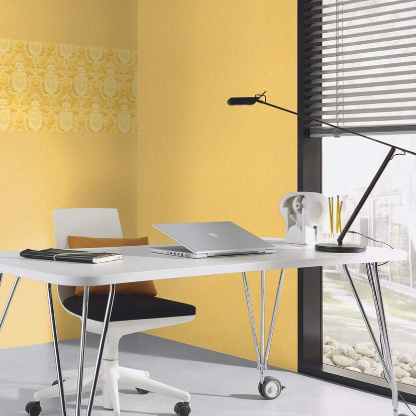 Rasch papier peint intissé, papier peint uni Trianon XIII jaune curry
