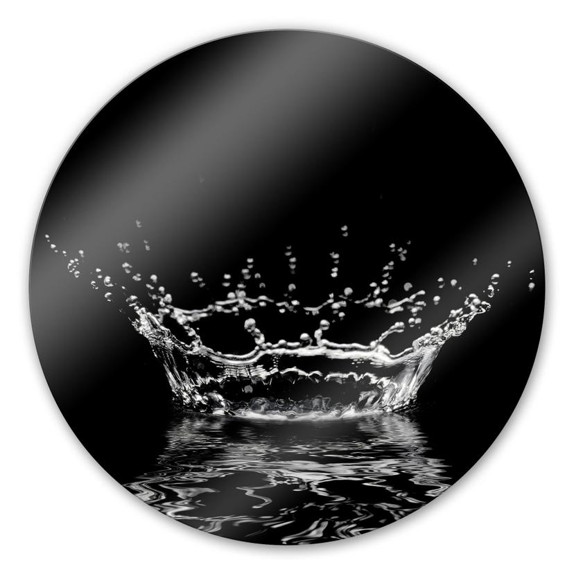 Tableau en verre - Gouttes d'eau - Rond
