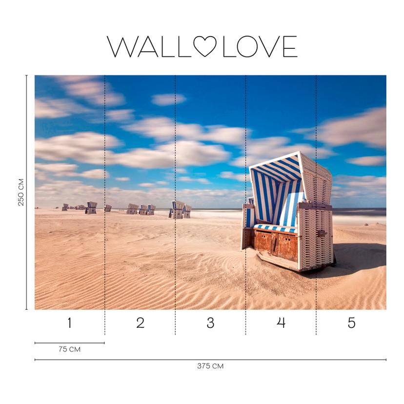 Fotomurale Papel pintado no tejido - dunas azul beige 3,75 m x 2,50 m Sensación Mar del Norte