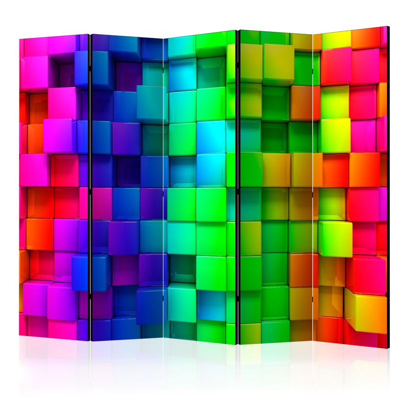 Schermo divisorio - Cubi colorati, 3 pezzi
