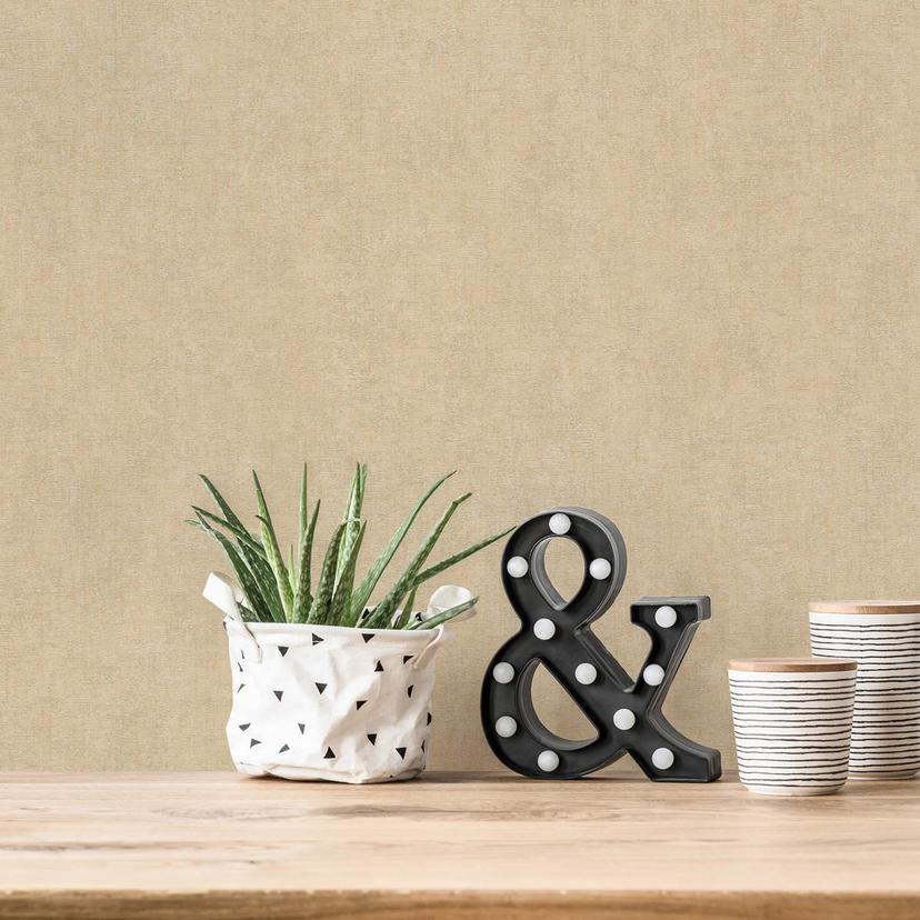Mat enhedstapet i beige med gipsoptik Hygge almindeligt non-woven tapet