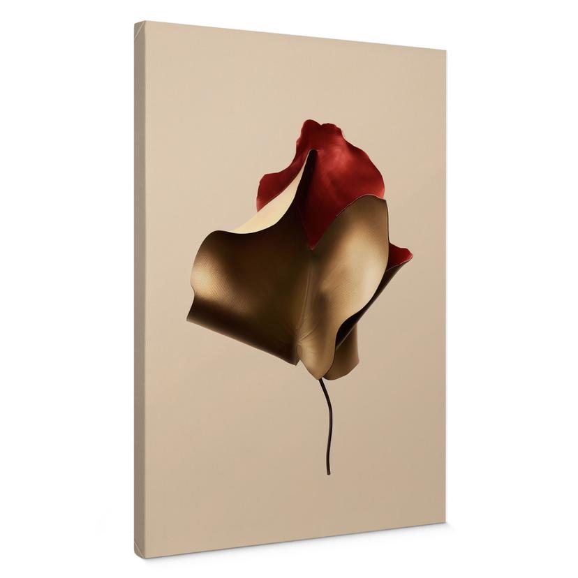 Canvasbillede Elegant blad i guld og rød - Alma