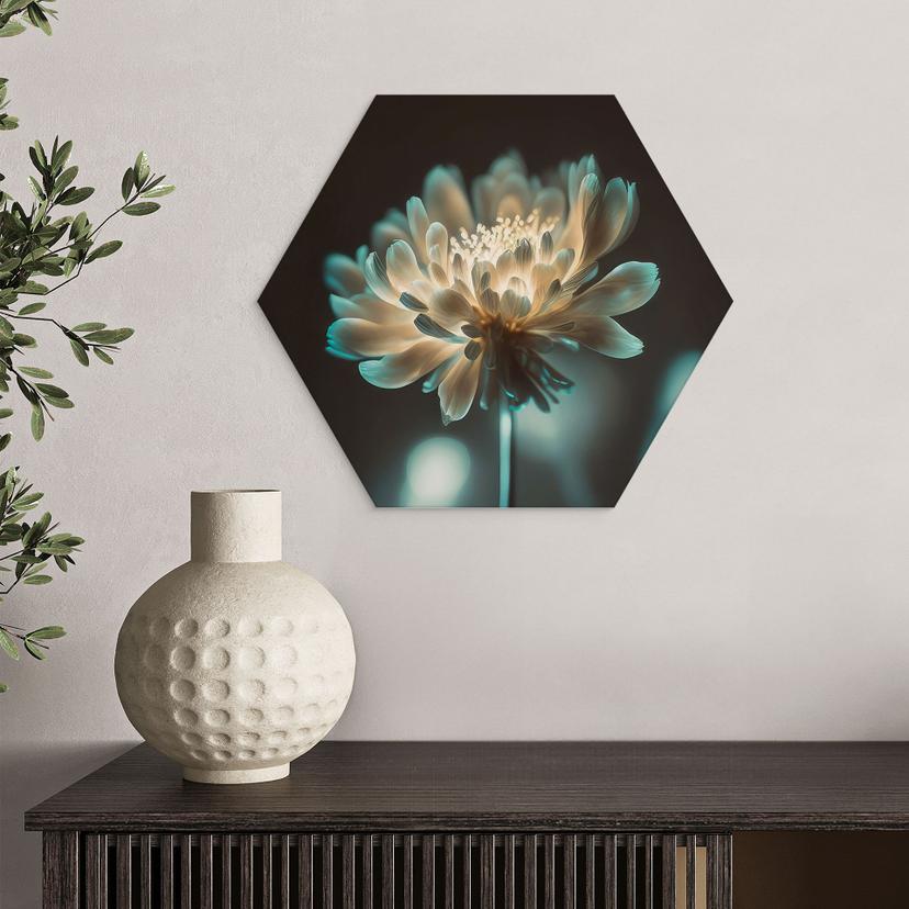 Stampe esagonali per pareti Cuore di fiore luminoso - Treechild - Alu-Dibond