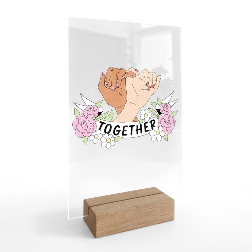 Borddekoration Together Sisterhood Floral Hands