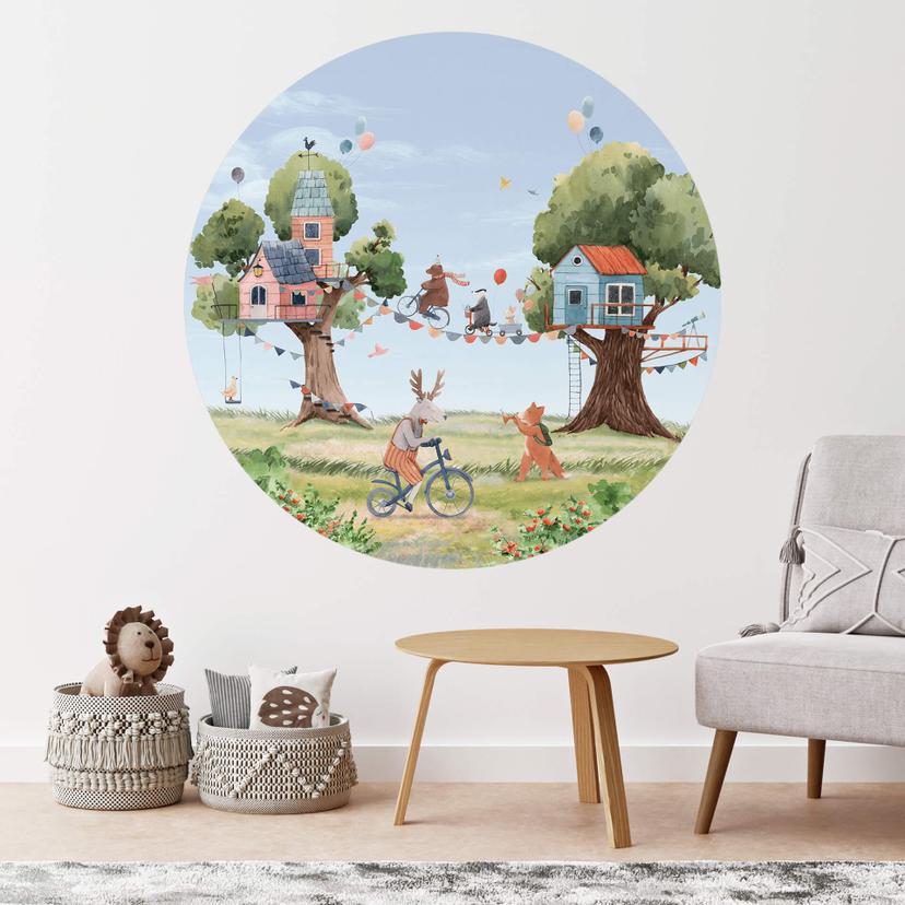 Oliver Robins - Wallsticker til træhusfest - Rund