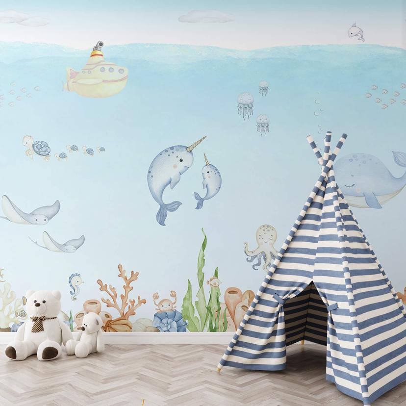Fotomural de habitaciones infantiles Lindo mundo submarino - Oliver Robins