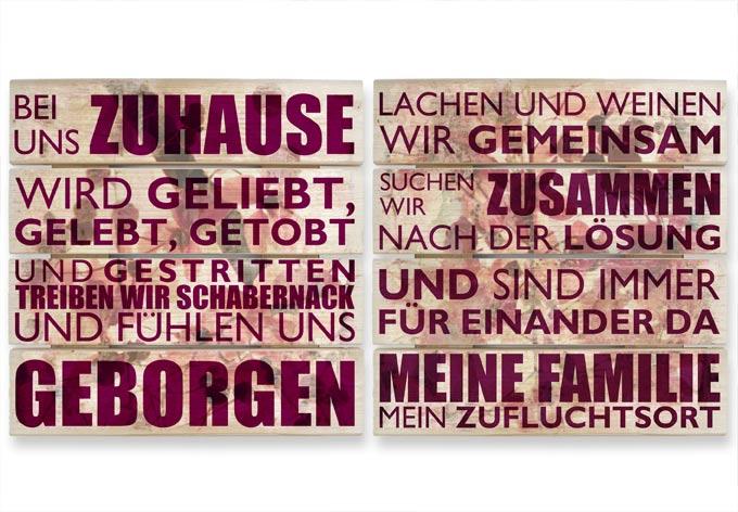 Holzbild-Set Bei uns zu Hause - romantik (2-teilig)