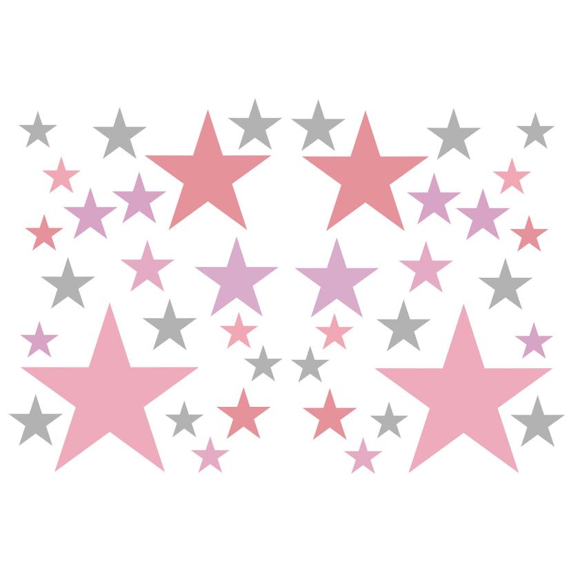 Wandtattoo Sterne Set - pastellrosa & grau - 42x30 cm