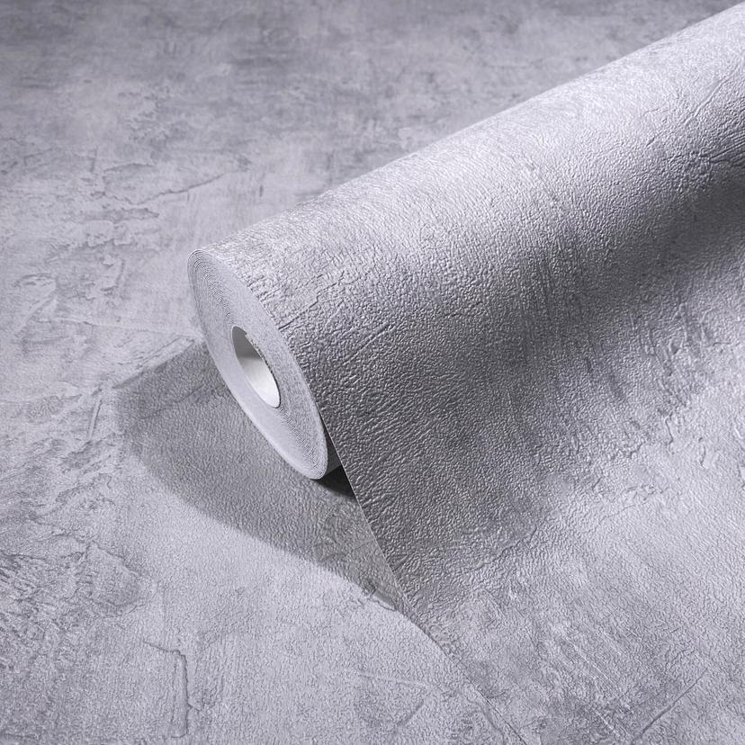Non-woven tapet i betonlook ensfarvet grå Tekstur