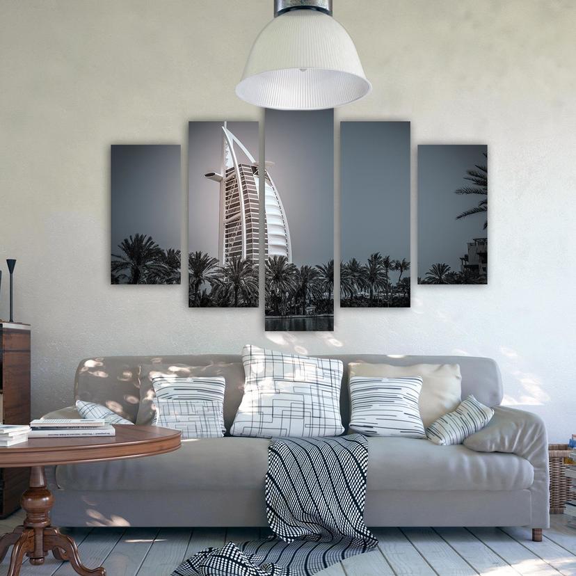 Stampa su tela 5 pezzi, Dubai Hotel