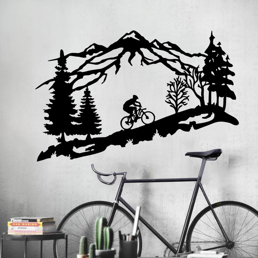Wallsticker Mountainbike i bjergene