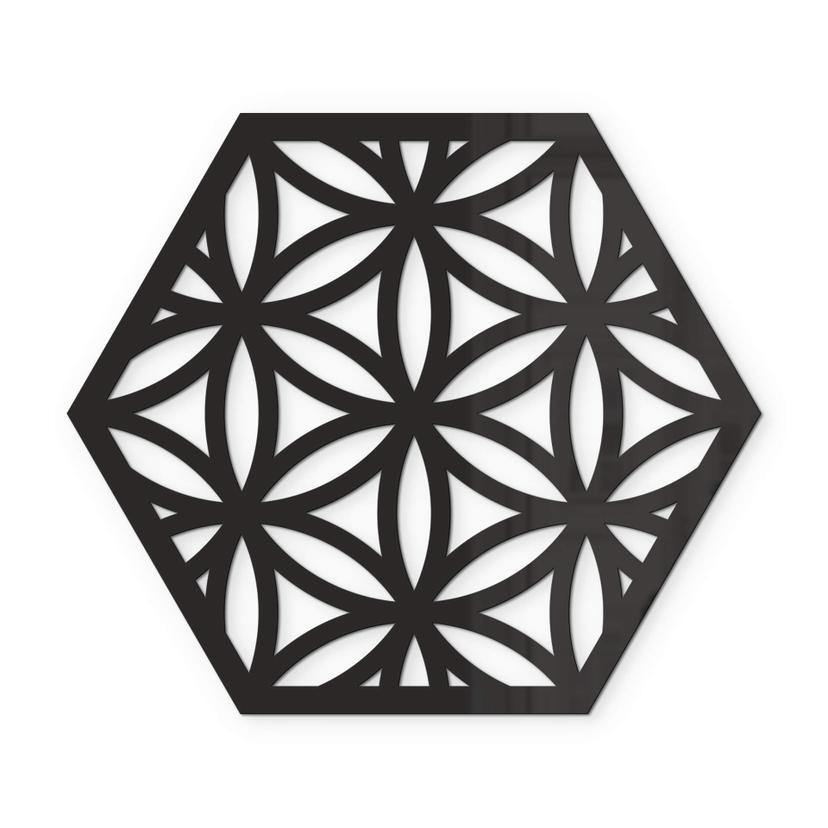 Akryl dekoration hexagon livets blomma