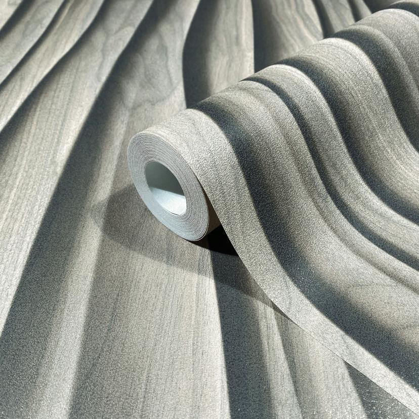 Papel pintado no tejido de color beige, marrón yeso aspecto ilusión 3D aspecto moderno