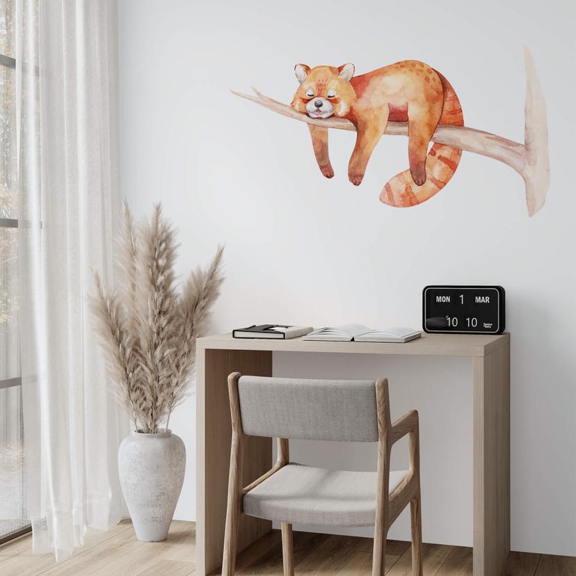 Wallsticker Rød panda sover på en gren - Kvilis
