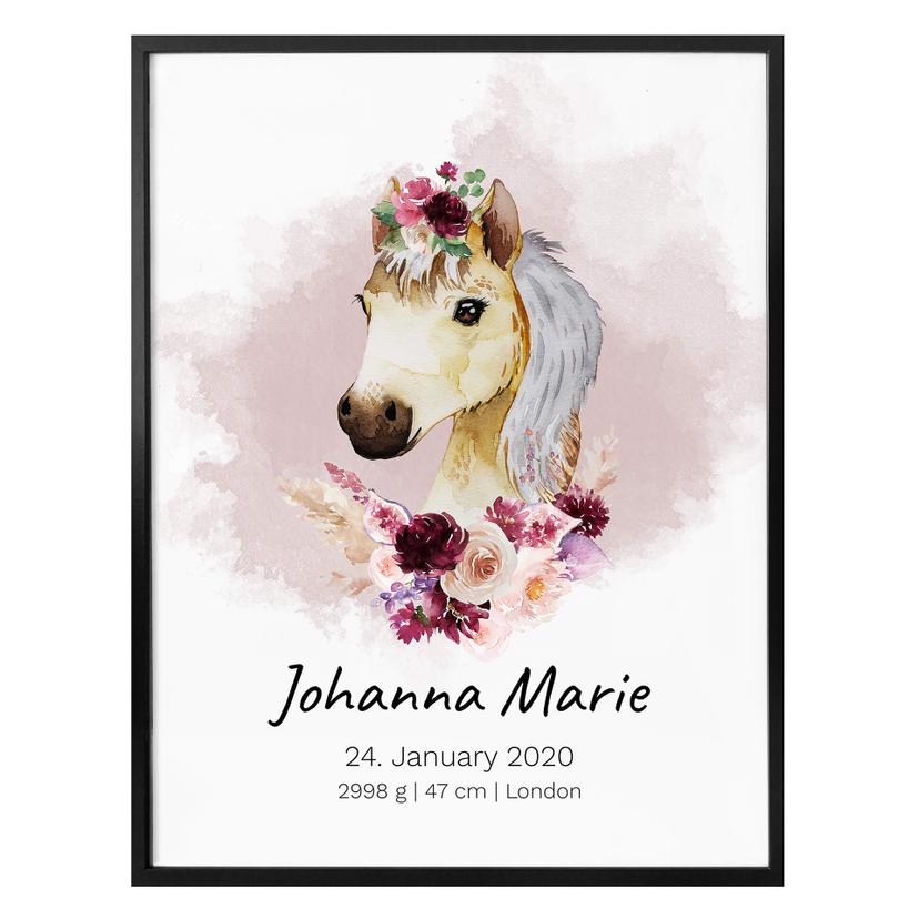 Poster Poney + Texte à personnaliser