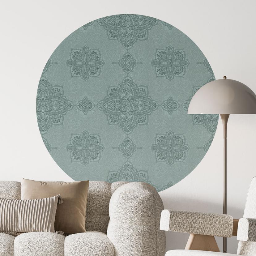 Vinilo decorativo Muestra de mandala verde Marrakech - Decoración con flores - Redondo