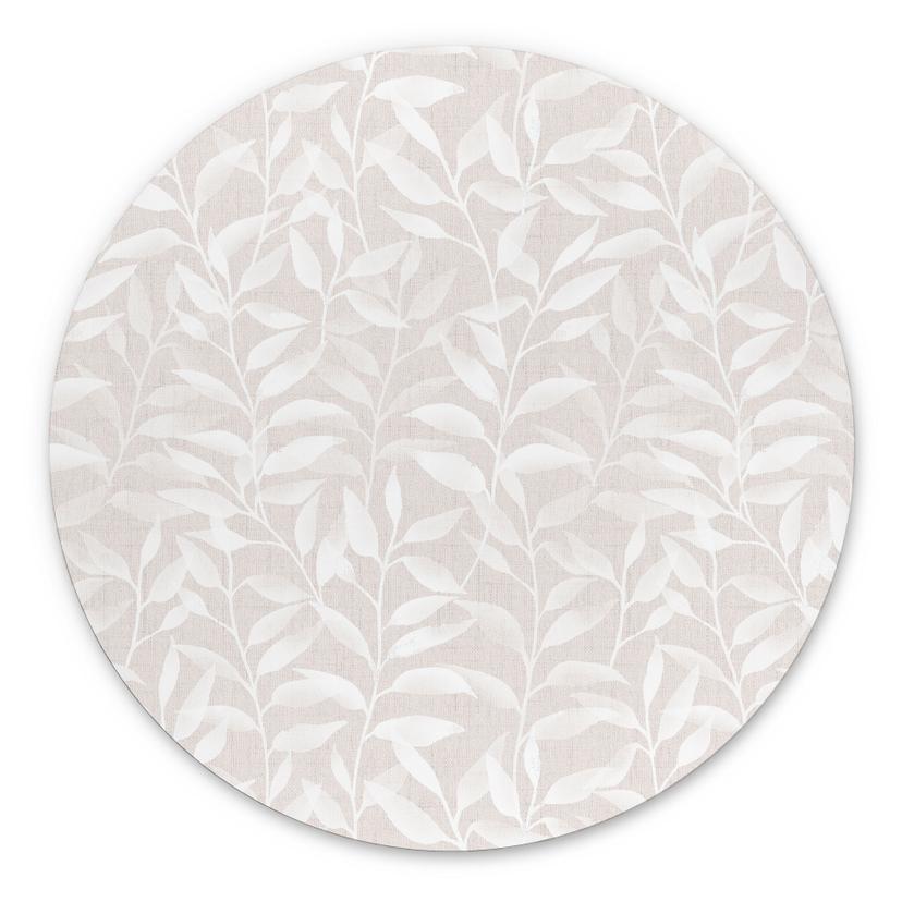 Billede Sarte akvarelblade - Soft Beige - Bloomery Decor - Rund – print på aluminium