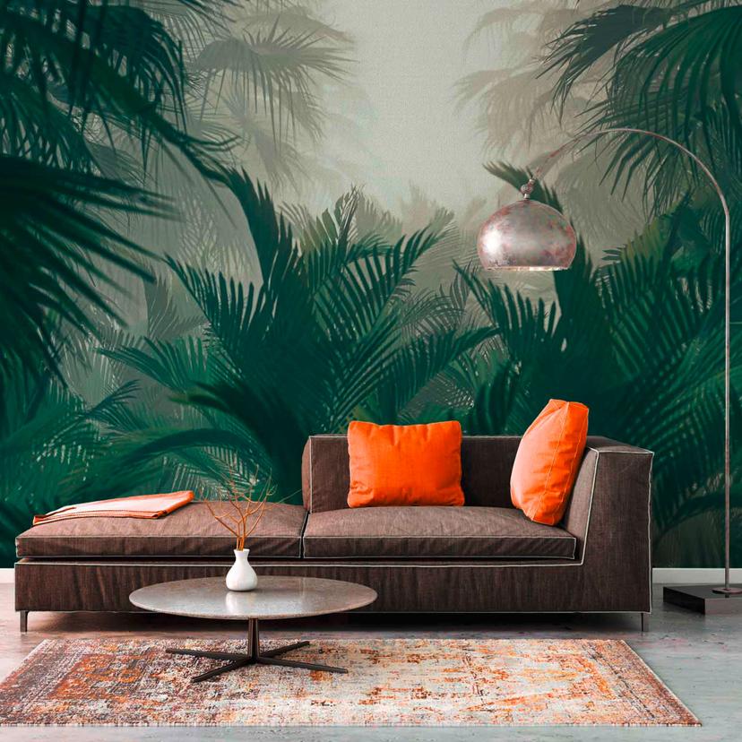 Nature PalmForest tapet i cremegrøn - non-woven tapet Designwalls 2 - 2,55 x 3,5 m