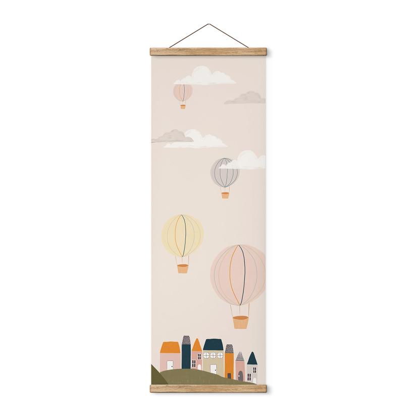 Tekstil plakat Farverige luftballoner på himlen - Lisboa - Panorama