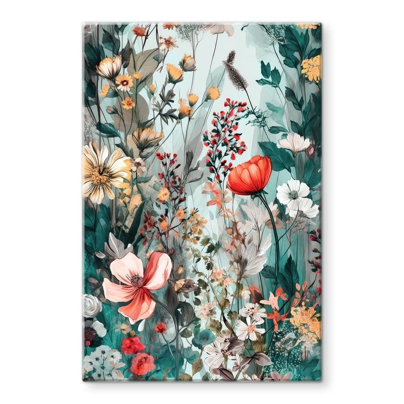 Glasbillede - Forårseng med blomster - Jaszke