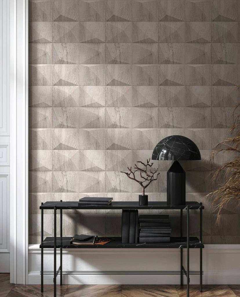 non-woven tapet grå beige træoptik til stue soveværelse kontor marburg tapet