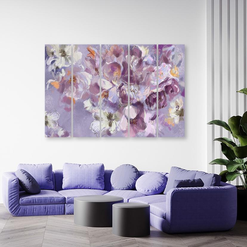 Stampa su tela 5 pezzi, fiore di iris