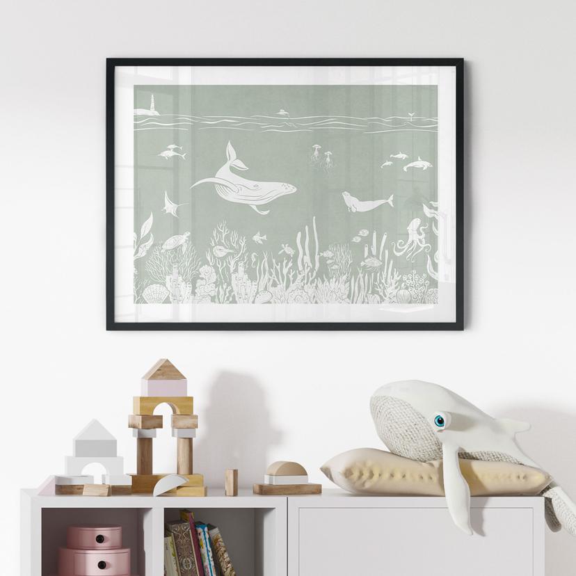 Poster Barriera corallina e animali marini - Un viaggio nel verde - Kikki Belle