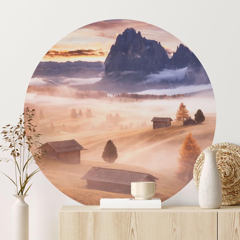 Wallsticker Efterårståge i Alperne - Selagea - Rund