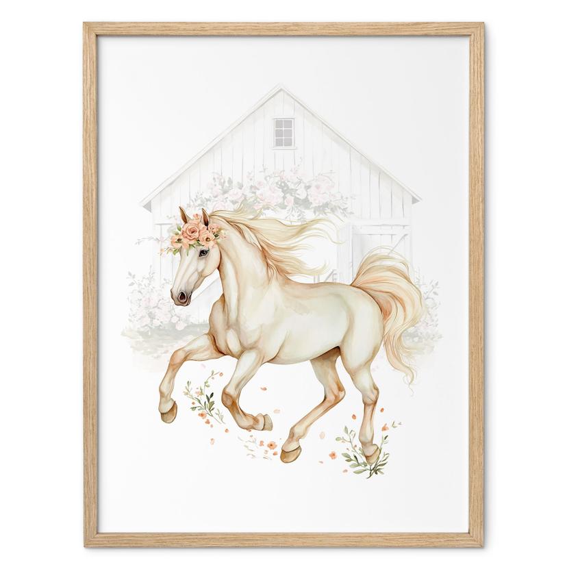 Børneplakat Boho-hest i let galop