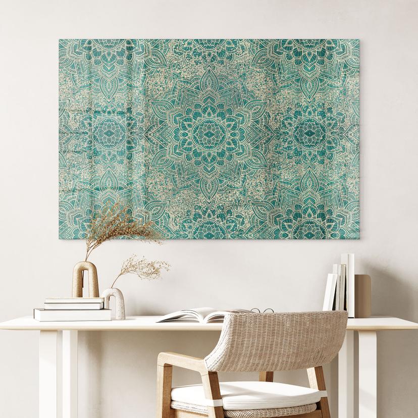 Stampa su acrilico Mandala Boho verde-oro - Bloomery Decor