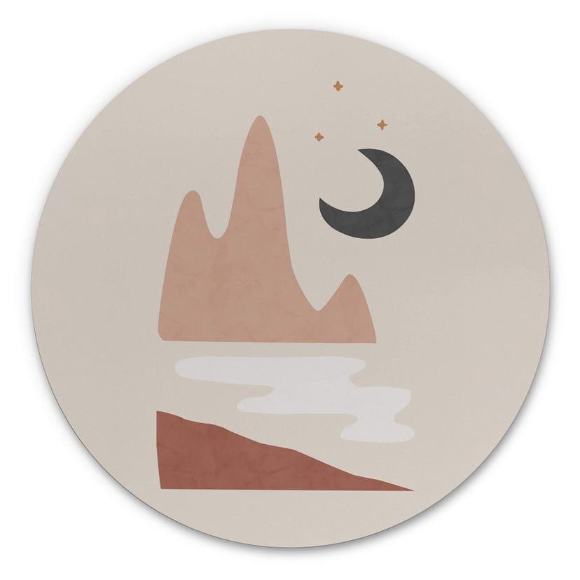 Tableau sur alu-Dibond rond Orara Studio - Paysage nocturne