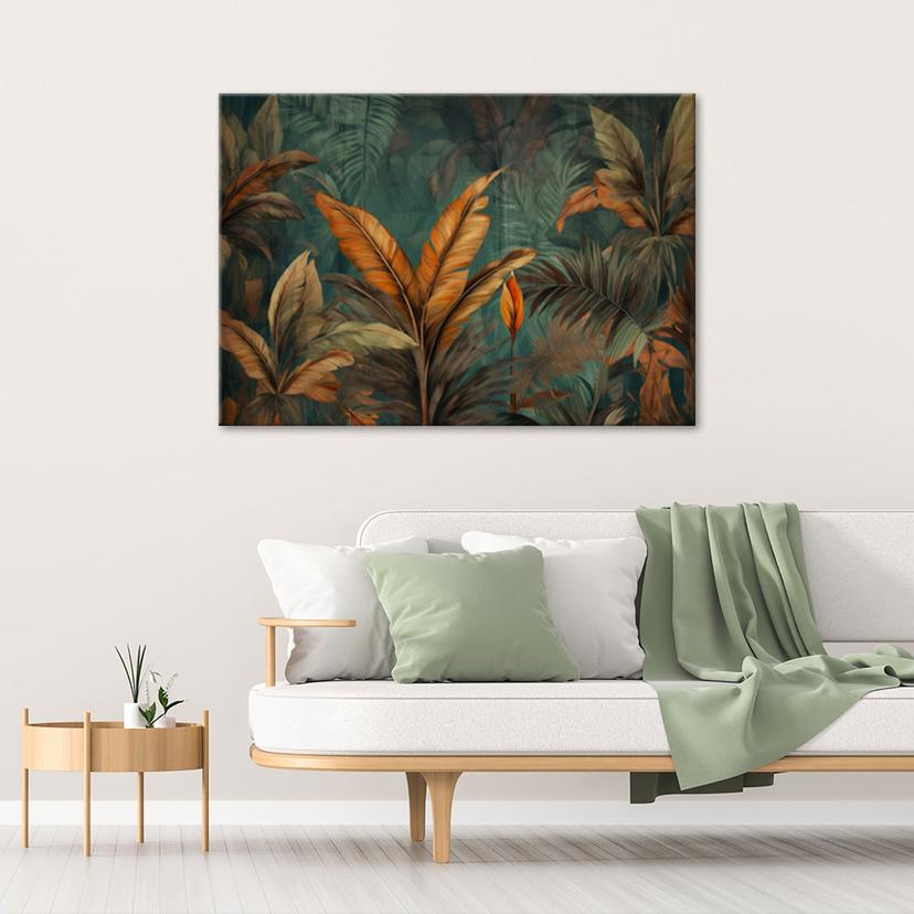 Stampa su tela, Foglie e fiori tropicali