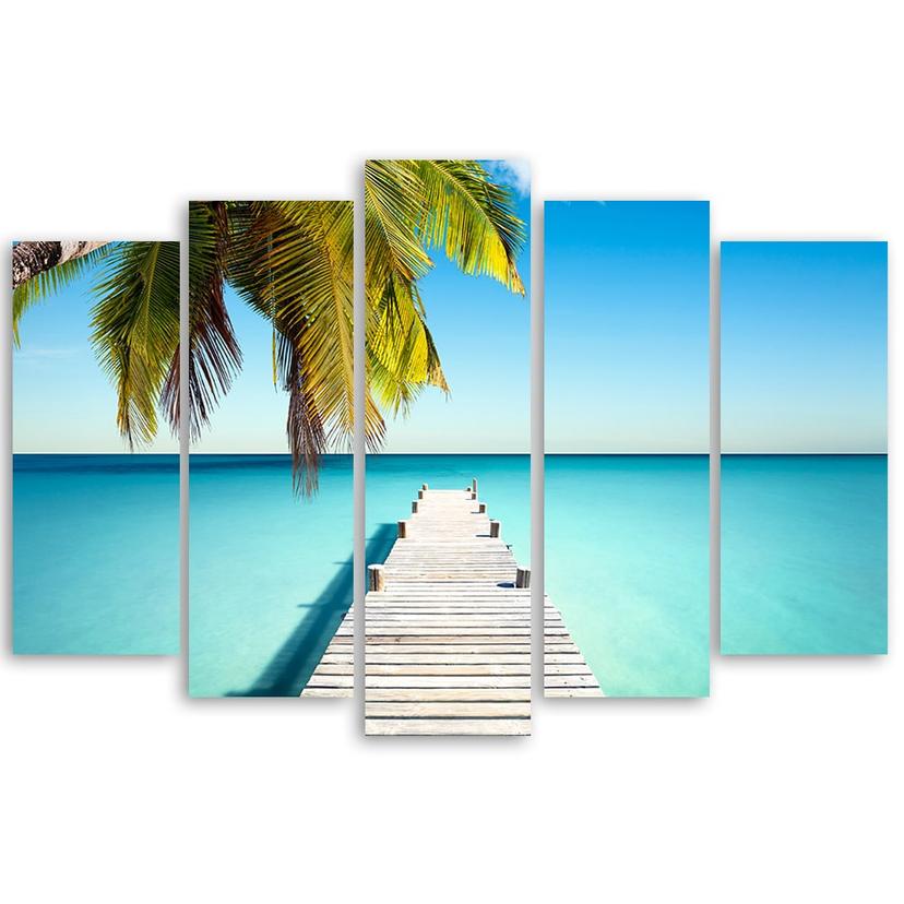 Stampa su tela 5 pezzi Spiaggia tropicale con palme