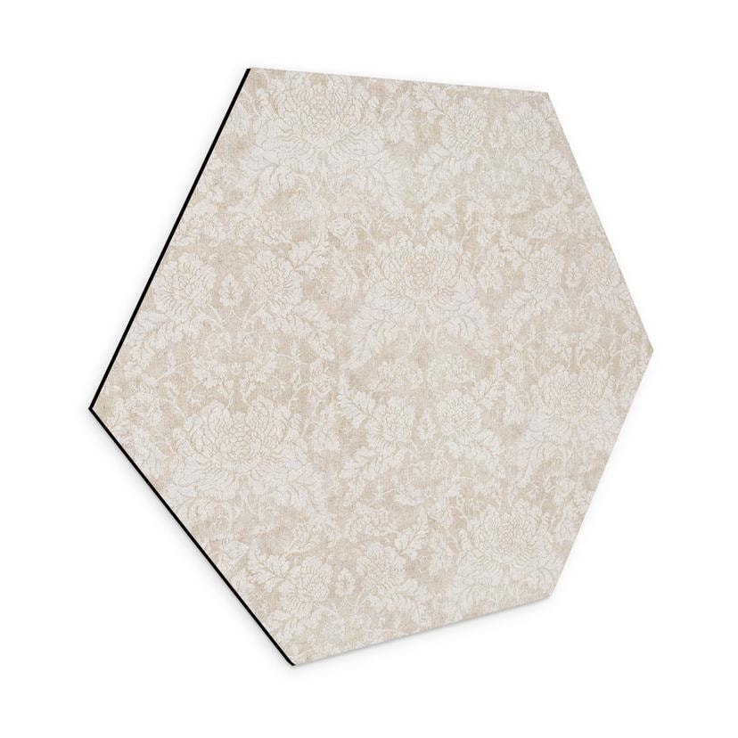 Tableaux Hexagonaux Fleurs Ivory en optique baroque - Bloomery Decor - Alu-Dibond