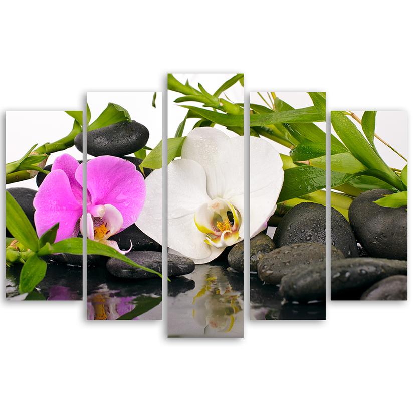 Stampa su tela 5 pezzi Fiori Zen Pietra di bambù