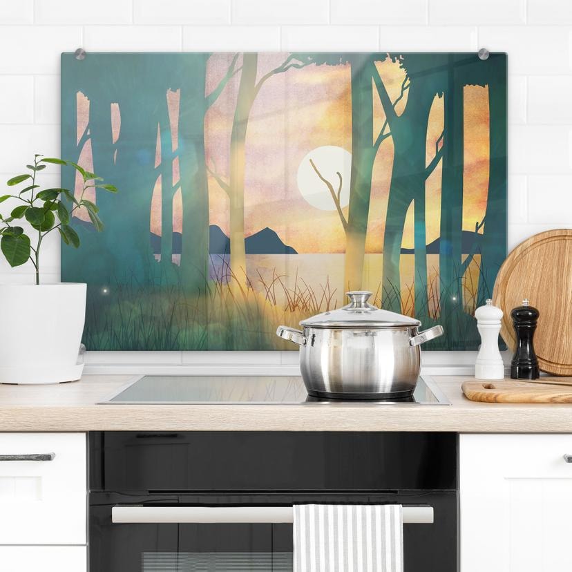 Stænkplade Skovens magi ved solnedgang - SpaceFrog Designs