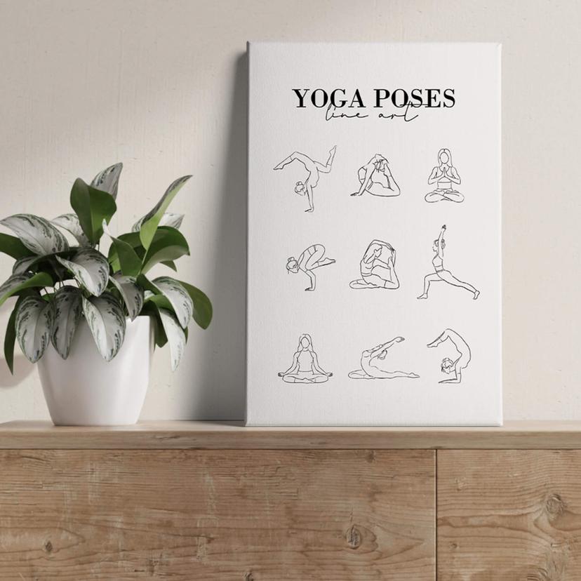 Lienzo Yoga - Poses - Line Art