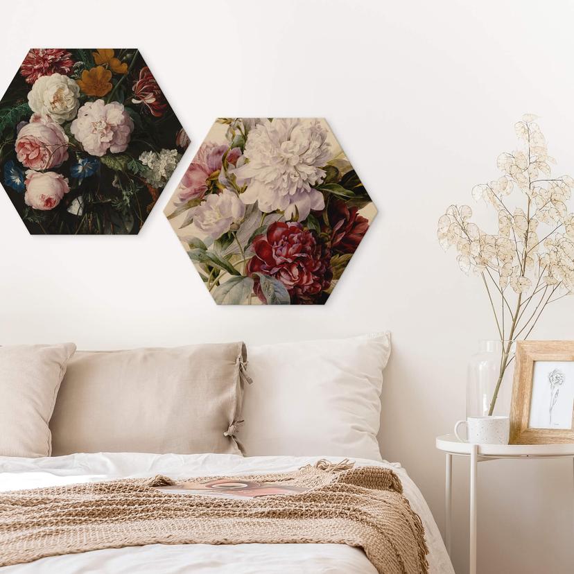 Esagoni in legno Redouté - Peonie