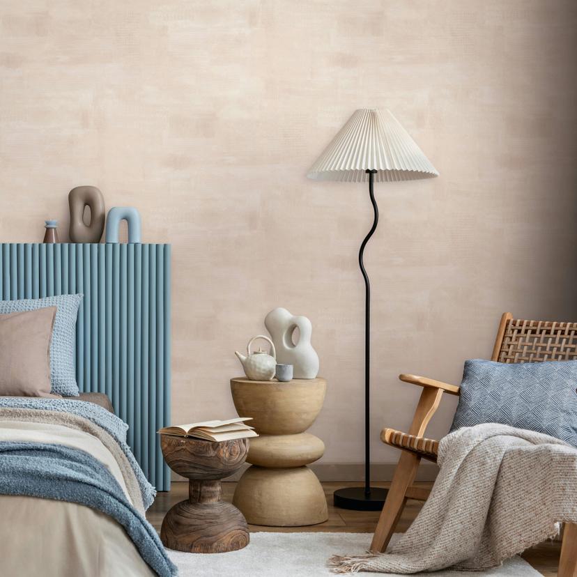 Ikke-vævet tapet gipslook, betonlook almindelig geometrisk mat i grå beige