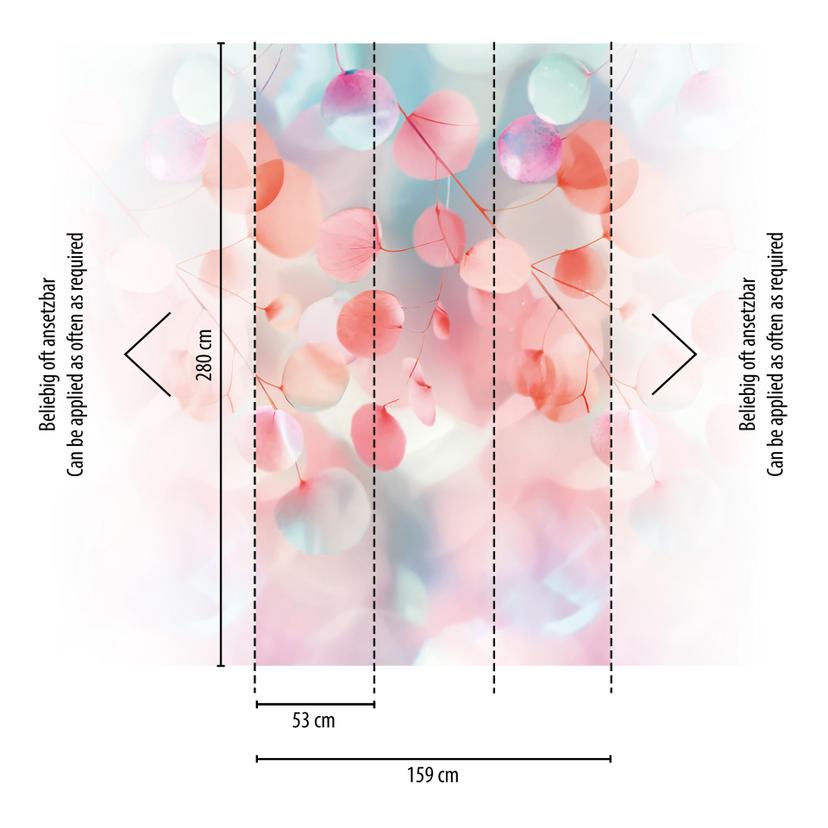 COSMOPOLITAN Foglie colorate rosa blu - Carta da parati moderna ad acquerello in tessuto non tessuto
