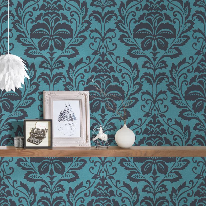 A.S. Création Attractive Papier peint intissé baroque - bleu
