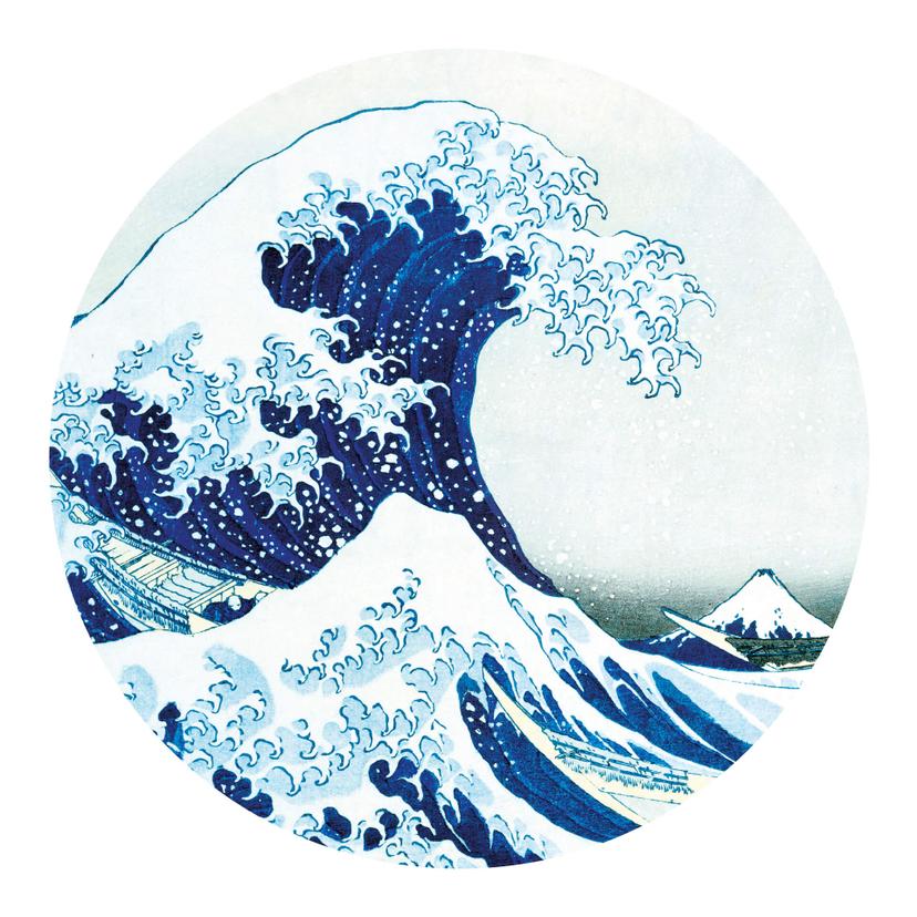 Adesivo tondo Hokusai - La grande onda