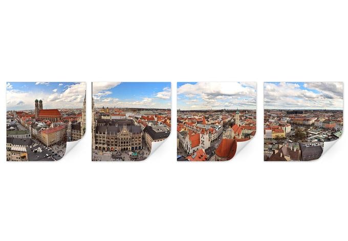 Wallprint W - Münchener Skyline Panorama Set (4-teilig)