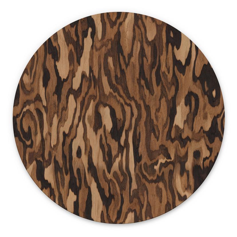 Wandbild Ettore Walnut - Abstrakte Holzmaserung - Sir Edward x Grigory Gladarev - Alu-Dibond Rund